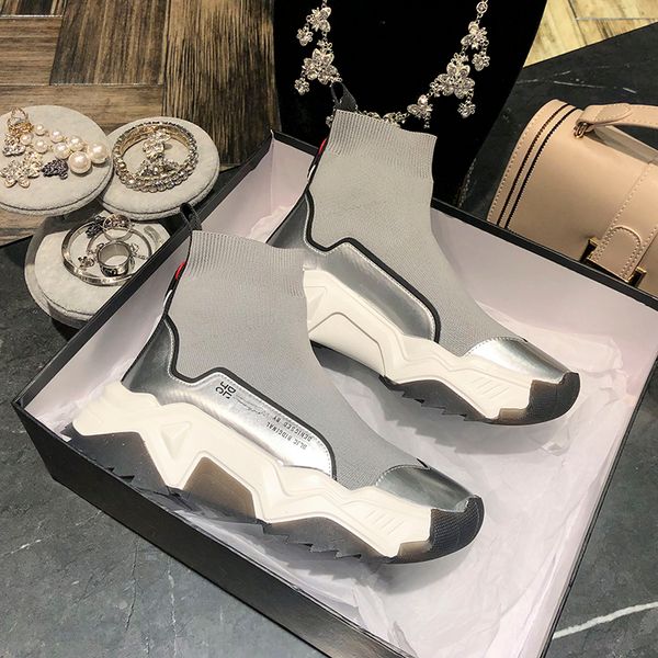 autumn early winter thick bottom high upper board shoes fashion mirror ankle boots sock luxury shoes women designers sneakers, Black
autumn early winter thick bottom high upper board shoes fashion mirror ankle boots sock luxury shoes women designers sneakers, Black