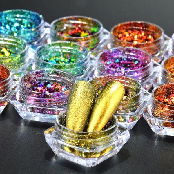 1 box chameleon nail sequins glitter holographic powder dust dazzling transparent manicure nail art glitter sheet decorations, Silver;gold
1 box chameleon nail sequins glitter holographic powder dust dazzling transparent manicure nail art glitter sheet decorations, Silver;gold