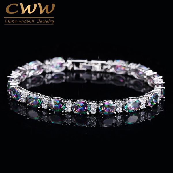 cwwzircons luxury design multicolor oval rainbow mystic crystal women fancy bracelet with cubic zirconia stones cb149, Black
cwwzircons luxury design multicolor oval rainbow mystic crystal women fancy bracelet with cubic zirconia stones cb149, Black