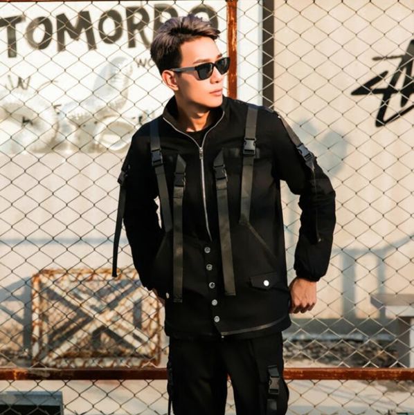new 2018 men clothing hair stylist gd fashion hip hop baseball collar fabric tape cotton coat jacket plus size singer costumes, Black
new 2018 men clothing hair stylist gd fashion hip hop baseball collar fabric tape cotton coat jacket plus size singer costumes, Black