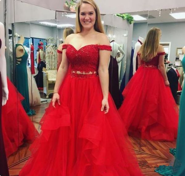 two pieces red prom dresses plus size off shoulder beaded lace tulle a line skirt evening dress party gowns custom plus size, Black
two pieces red prom dresses plus size off shoulder beaded lace tulle a line skirt evening dress party gowns custom plus size, Black