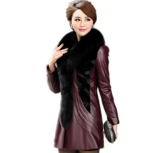 boutique leather jacket female medium long coat sheep leather fashion fur collar slim thick coat winter plus size 7xl as913, Black
boutique leather jacket female medium long coat sheep leather fashion fur collar slim thick coat winter plus size 7xl as913, Black