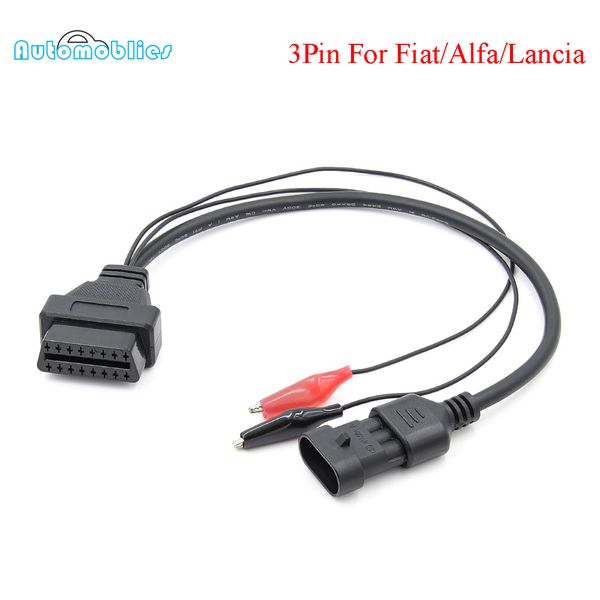 

new for 3 pin alfa lancia to 16 pin obdii obd2 obd-ii connector adapter auto car cable obd for 3pin diagnostic cable