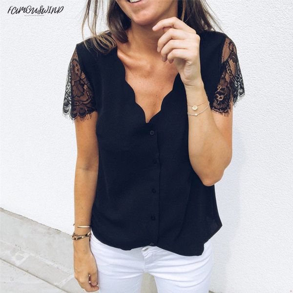 shirt v women neck solid lace short sleeve blouse women summer blouse drop shipping good quality, White
shirt v women neck solid lace short sleeve blouse women summer blouse drop shipping good quality, White