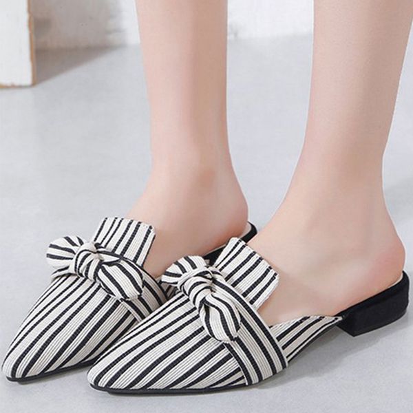 women bow mules 2020 woman pointed toe women's elegant stripes female low heels slip on slippers ladies fashion outdoor shoes, Black
women bow mules 2020 woman pointed toe women's elegant stripes female low heels slip on slippers ladies fashion outdoor shoes, Black