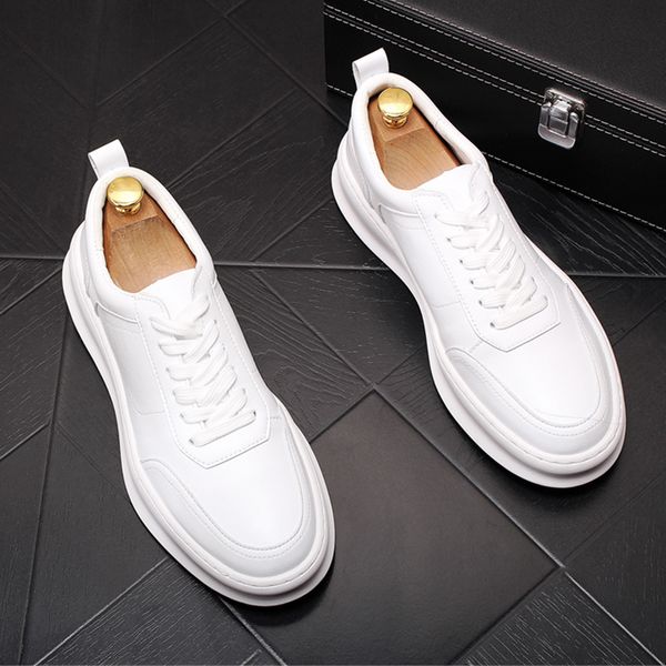 british style men's fashion genuine leather shoes lace-up flats shoe platform white sneakers zapatos de hombre chaussure, Black
british style men's fashion genuine leather shoes lace-up flats shoe platform white sneakers zapatos de hombre chaussure, Black