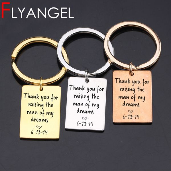 

personalized data keyring engraved thank you for raising the mean of dream mother in law wedding gift mother the groom keyring, Silver