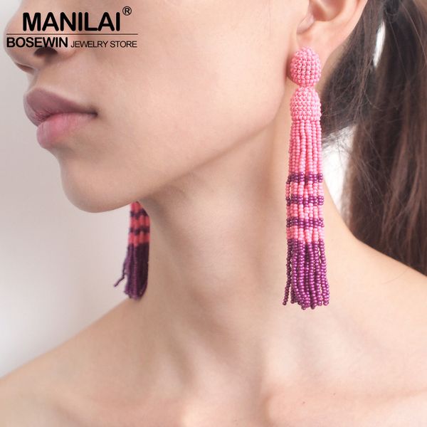 manilai bohemian multicolor resins beaded tassel earrings long earrings fashion jewelry statement beads drop dangle earrings, Golden
manilai bohemian multicolor resins beaded tassel earrings long earrings fashion jewelry statement beads drop dangle earrings, Golden