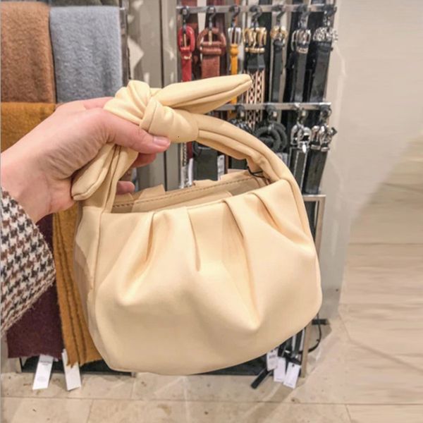 cloud yellow soft bowknot simple shoulder armpit 2020 pleated portable small bag