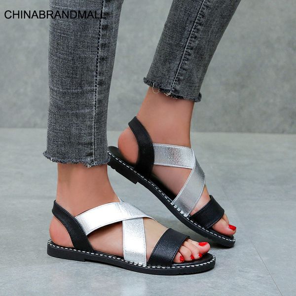 women's shoes classic elastic band ladies flat sandals women gold leather woman sewing rome open toe female summer 2020, Black
women's shoes classic elastic band ladies flat sandals women gold leather woman sewing rome open toe female summer 2020, Black