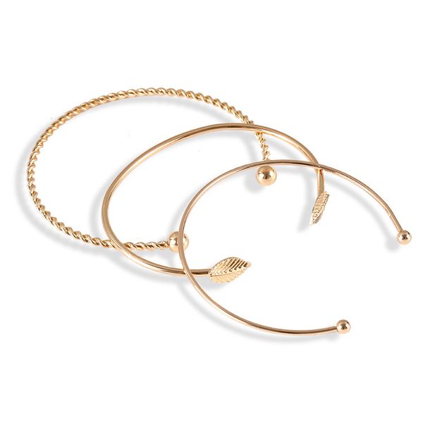 2020 bangle with leaf three-piece set of open fashion simple personality jewelry as festival accessories bracelets for women, Black
2020 bangle with leaf three-piece set of open fashion simple personality jewelry as festival accessories bracelets for women, Black