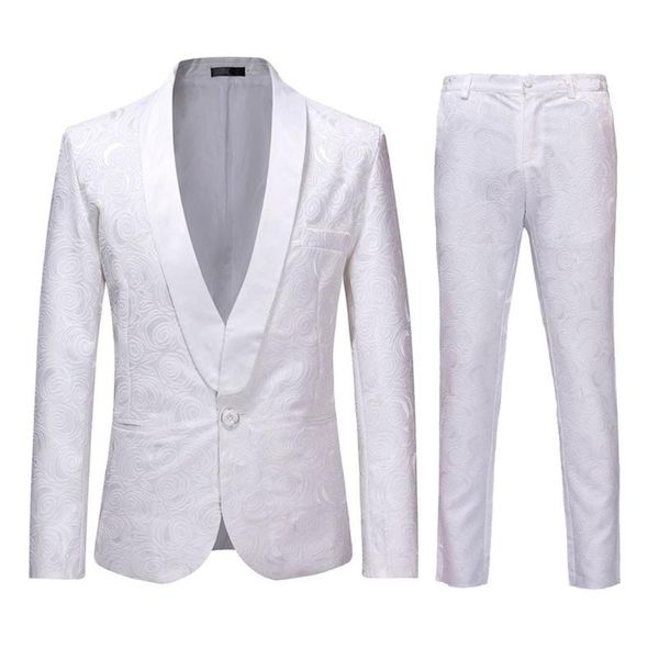 men's suit slim fit two button 2 piece suit blazer dress business jacket & pants men suits for wedding party, White;black
men's suit slim fit two button 2 piece suit blazer dress business jacket & pants men suits for wedding party, White;black