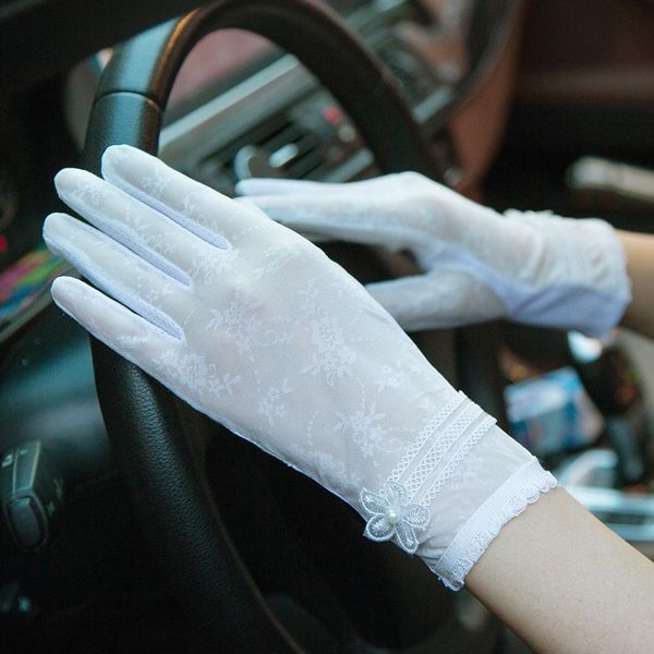 summer driving women touch screen sunscreen gloves anti-uv sheer lace mittens, Blue;gray
summer driving women touch screen sunscreen gloves anti-uv sheer lace mittens, Blue;gray