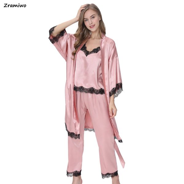 satin pyjamas long sleeve bathrobe camisole and pant comfortable lounge wear robe & pijamas sets 3 piece sleepwear, Black;red
satin pyjamas long sleeve bathrobe camisole and pant comfortable lounge wear robe & pijamas sets 3 piece sleepwear, Black;red