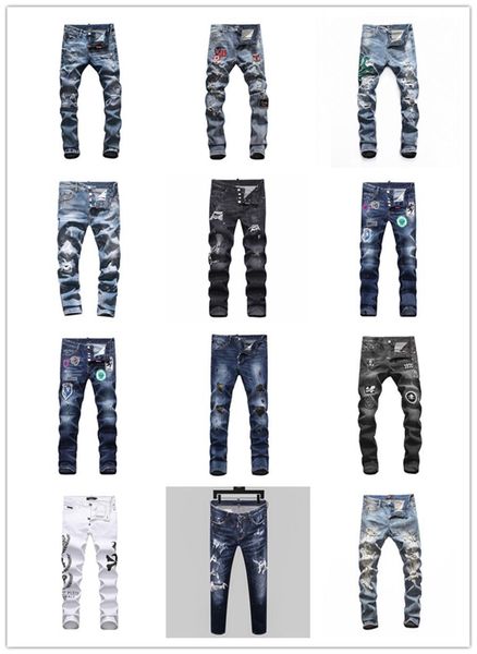 men jeans new brand designer men denim biker jeans embroidery pants fashion holes trousers italy pants, Blue
men jeans new brand designer men denim biker jeans embroidery pants fashion holes trousers italy pants, Blue