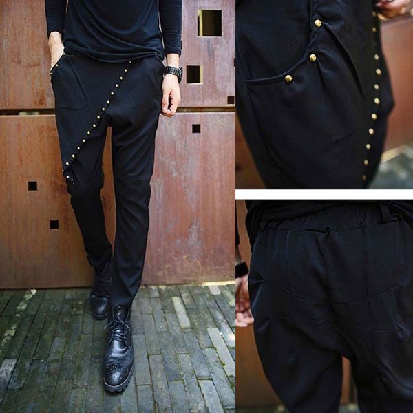 korean style men`s rivet pencil pants black slim fit studded harem skirt pants trousers for men
korean style men`s rivet pencil pants black slim fit studded harem skirt pants trousers for men