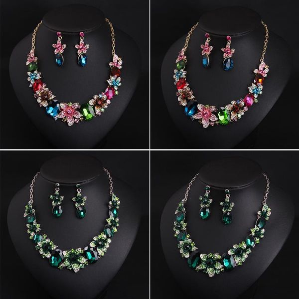 women colorful flowers bridal jewelry sets wedding bib choker chain necklace earrings cocktail party costume crystal jewellery, Silver
women colorful flowers bridal jewelry sets wedding bib choker chain necklace earrings cocktail party costume crystal jewellery, Silver