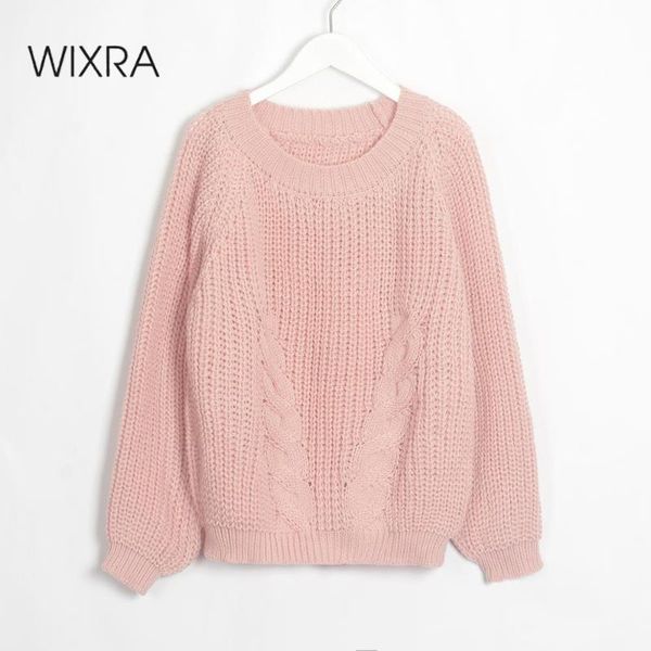 women's sweaters wixra loose sweater 2021 basic o-neck solid autumn winter pullovers women knitted long sleeve, White;black 
women's sweaters wixra loose sweater 2021 basic o-neck solid autumn winter pullovers women knitted long sleeve, White;black