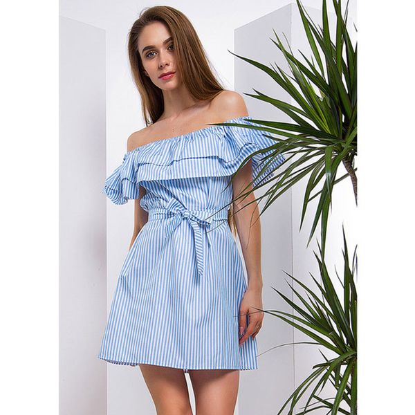 designer dress summer dresses slash striped ruffle mini dresses women casual lace up above knee summer party club dress vestidos, Black;gray
designer dress summer dresses slash striped ruffle mini dresses women casual lace up above knee summer party club dress vestidos, Black;gray