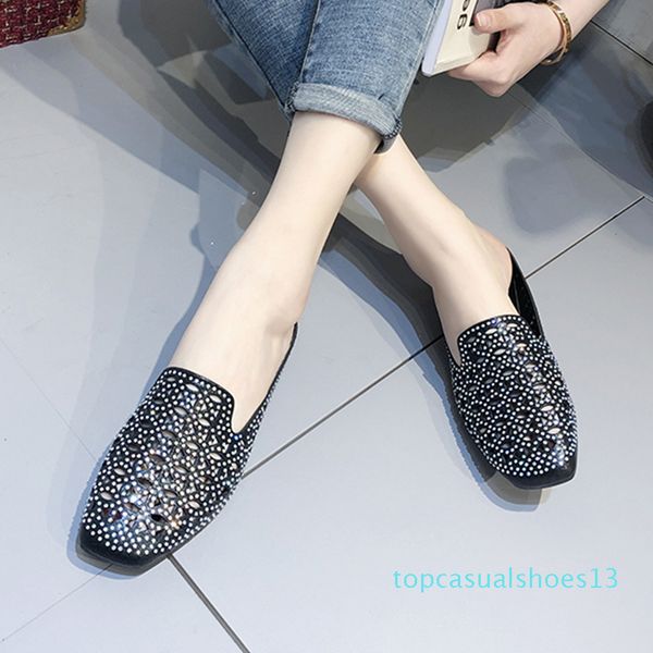 square toe hollow black gold mules femme crystal rhinestones slippers women summer leather shoes fashion casual flat shoes women t13
square toe hollow black gold mules femme crystal rhinestones slippers women summer leather shoes fashion casual flat shoes women t13