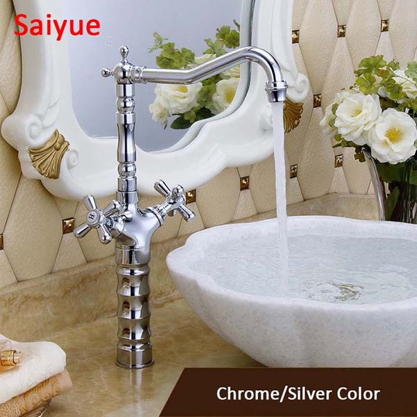 european provencal style faucet high type 360 degree rotating mixer charming chrome silver color water tap with double handle
european provencal style faucet high type 360 degree rotating mixer charming chrome silver color water tap with double handle
