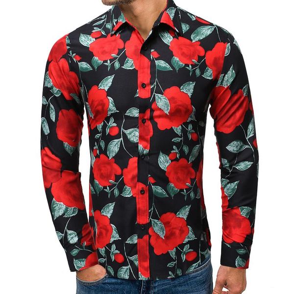 casual men's casual floral shirt mens clothing slim fit dress shirt for men social blouse male black white, White;black
casual men's casual floral shirt mens clothing slim fit dress shirt for men social blouse male black white, White;black