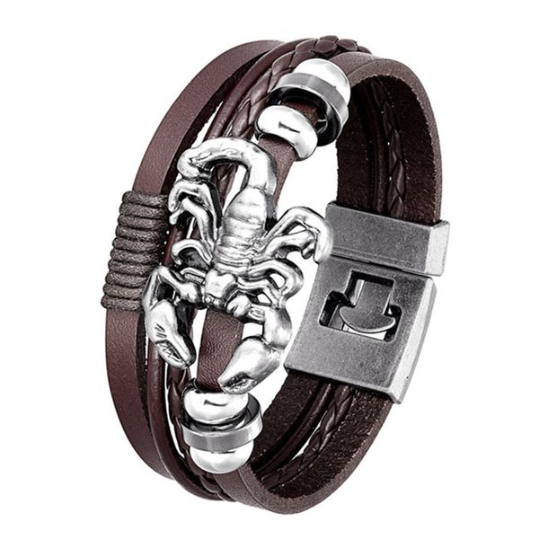 2020fashion vintage leather bracelet men's scorpion multi-layer warp knitted bracelet punk jewelry pulseira masculina, Black
2020fashion vintage leather bracelet men's scorpion multi-layer warp knitted bracelet punk jewelry pulseira masculina, Black