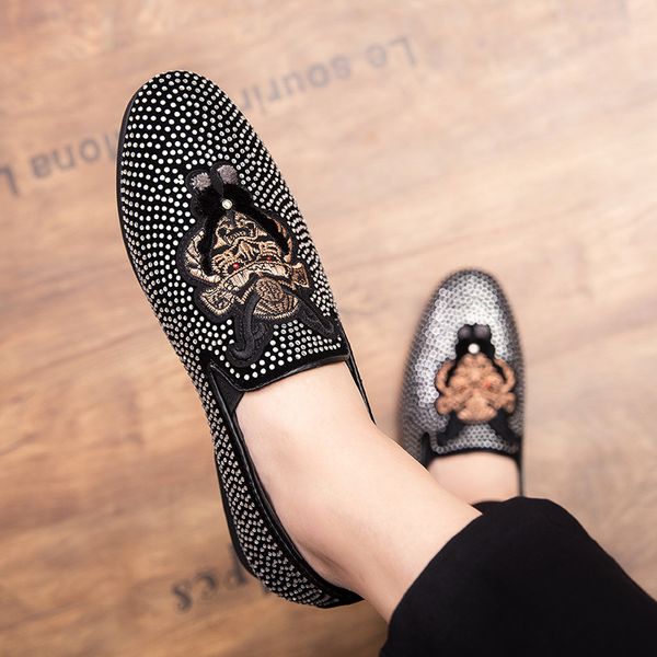 british-style diamond code plus size designer personality mens foreign trade set foot peas shoe size leather shoes lazy shoes, Black
british-style diamond code plus size designer personality mens foreign trade set foot peas shoe size leather shoes lazy shoes, Black