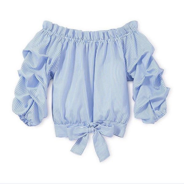 2019 fashion children's girl t-shirt long-sleeved ruffled stripes off-shoulder outdoor kid girl autumn clothes top, Blue
2019 fashion children's girl t-shirt long-sleeved ruffled stripes off-shoulder outdoor kid girl autumn clothes top, Blue
