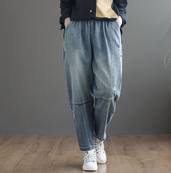 women's jeans autumn women elastic waist loose retro denim pants 2021 ladies casual pocket spliced bleached, Blue
women's jeans autumn women elastic waist loose retro denim pants 2021 ladies casual pocket spliced bleached, Blue