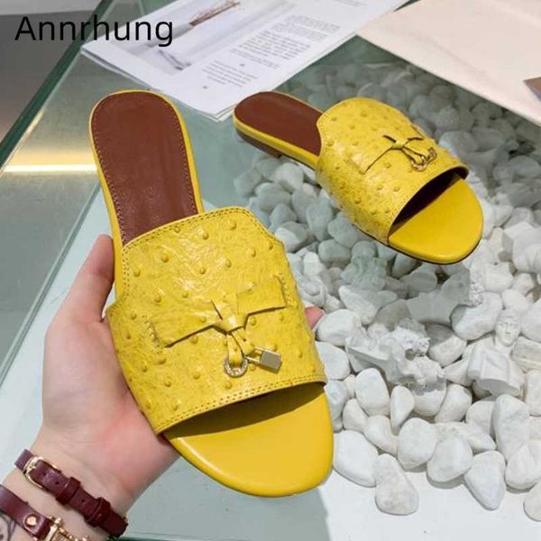 summer ostrich genuine leather slippers women open toes fringe metal locked decor flat outwear shoes woman, Black
summer ostrich genuine leather slippers women open toes fringe metal locked decor flat outwear shoes woman, Black