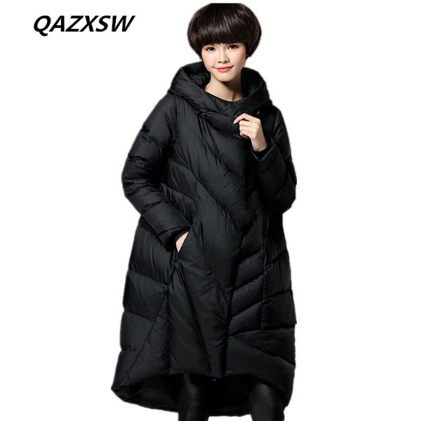 2018 winter women's new down jacket loose large size long paragraph over the knee 100% white duck down thick warm coat le271, Black
2018 winter women's new down jacket loose large size long paragraph over the knee 100% white duck down thick warm coat le271, Black