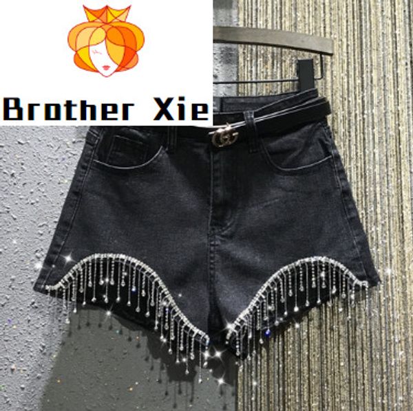 black pants woman cool man-made diamond tassels high waist denim shorts pants women's slim jean shorts streetwear, Blue
black pants woman cool man-made diamond tassels high waist denim shorts pants women's slim jean shorts streetwear, Blue