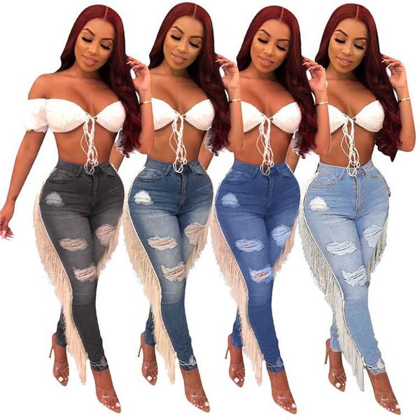 night club ripped tassel washed legging women fashion outfits pencil pants jeans for women clothes 2019, Blue
night club ripped tassel washed legging women fashion outfits pencil pants jeans for women clothes 2019, Blue