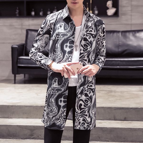 fashion medium-length single-breasted shirt new european american fashionable jacket leopard print medium length button coat, Black;brown
fashion medium-length single-breasted shirt new european american fashionable jacket leopard print medium length button coat, Black;brown