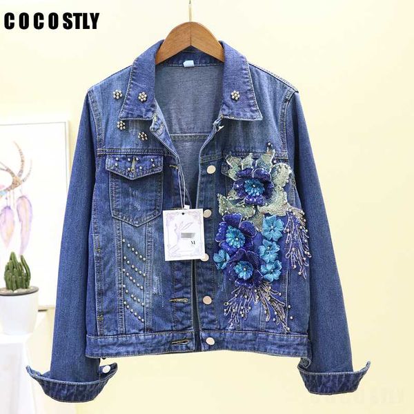 women's jackets 2021 autumn jacket fashion embroidery long sleeve coat lady slim denim coats jeans, Black;brown
women's jackets 2021 autumn jacket fashion embroidery long sleeve coat lady slim denim coats jeans, Black;brown