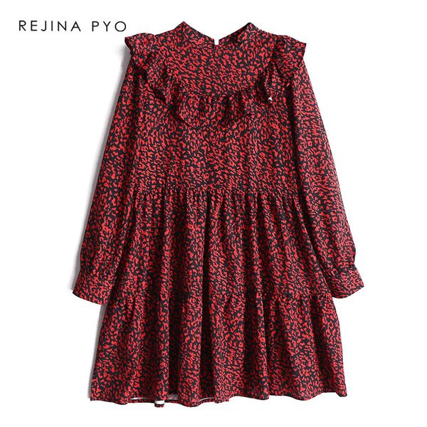 rejinapyo women vintage red leopard print a-line dress stand collar female fashion high waist dress party ruffles, Black;gray
rejinapyo women vintage red leopard print a-line dress stand collar female fashion high waist dress party ruffles, Black;gray