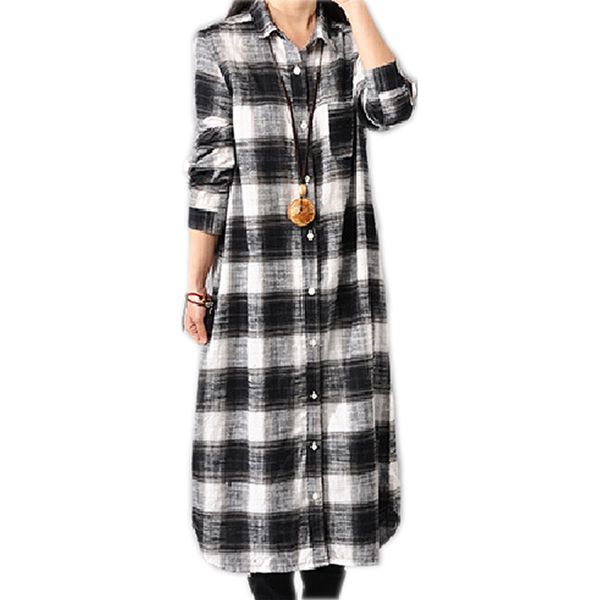 Autumn Women Casual Loose Oversized Maxi Long Shirt Vestidos Newest Lapel Collar Cotton Linen Vintage Plaid Dresses
Autumn Women Casual Loose Oversized Maxi Long Shirt Vestidos Newest Lapel Collar Cotton Linen Vintage Plaid Dresses