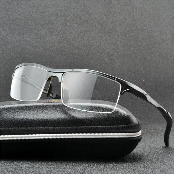 

aluminum magnesium eyeglass frames men women spring hinge sport optical glasses frame clear lens eyewear frame nx, Black