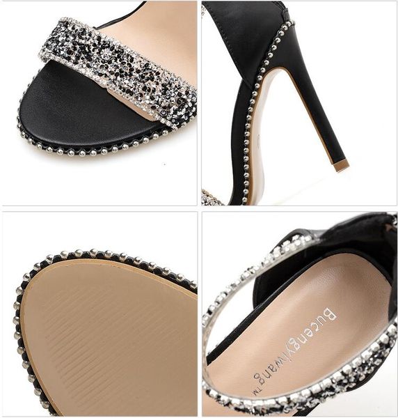 luxury summer crystal heel sandals brand design rhinestone 11cm high heel women sandals elegant party wedding shoes, Black
luxury summer crystal heel sandals brand design rhinestone 11cm high heel women sandals elegant party wedding shoes, Black