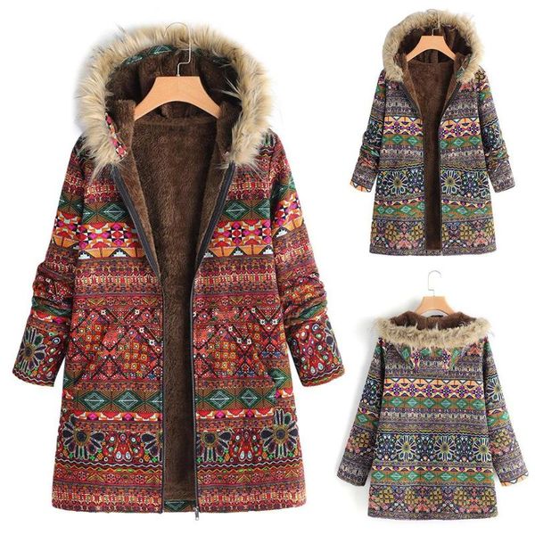 plus size women long sleeve pockets fleece lined ethnic floral print hooded coat warm outdoor windproof streetwear jacket gift, Black
plus size women long sleeve pockets fleece lined ethnic floral print hooded coat warm outdoor windproof streetwear jacket gift, Black