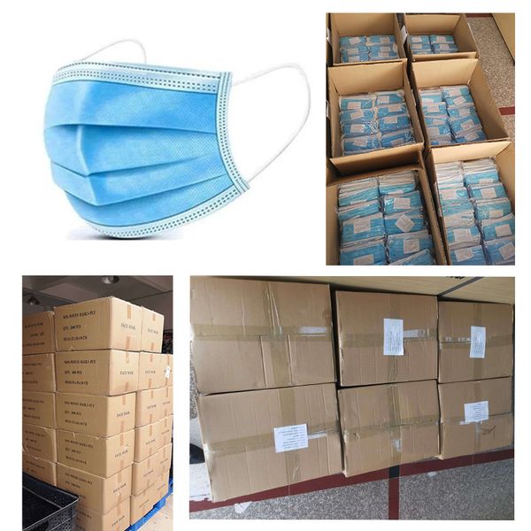 dhl 50 pcs disposable face masks thick 3-layer masks with earloops comfortable mask for home and daily use