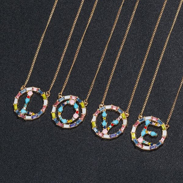 new round a-z english alphabet initial necklace gold plated cubic zircon capital colorful crystal letter pendant necklace jewelry for women, Silver
new round a-z english alphabet initial necklace gold plated cubic zircon capital colorful crystal letter pendant necklace jewelry for women, Silver