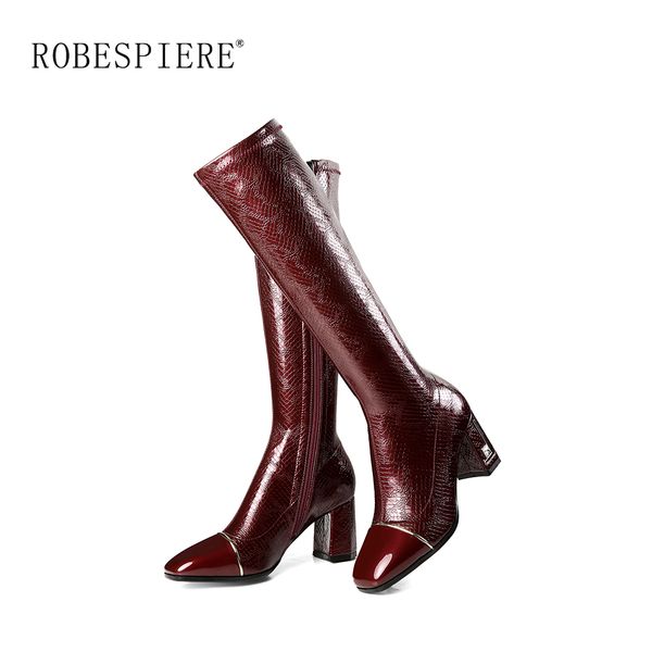 robespiere square toe knee high boots woman quality patent leather large size lady shoes fashion stretch high heels boots b61, Black
robespiere square toe knee high boots woman quality patent leather large size lady shoes fashion stretch high heels boots b61, Black