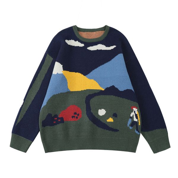 casual loose women's landscape jacquard o-neck pullover sweater winter new knit warm thick sweater suitable for teenage girls, White;black
casual loose women's landscape jacquard o-neck pullover sweater winter new knit warm thick sweater suitable for teenage girls, White;black