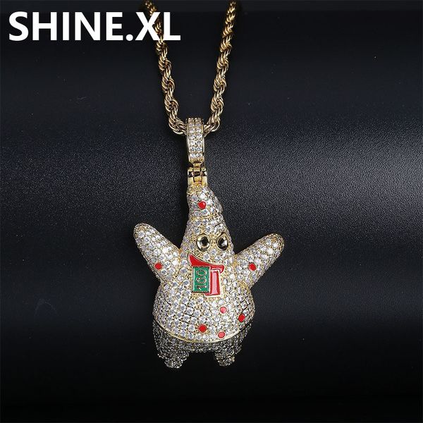 18k gold plated cartoon anime character sea stars pendant necklace iced out full zircon mens hip hop jewelry, Silver
18k gold plated cartoon anime character sea stars pendant necklace iced out full zircon mens hip hop jewelry, Silver