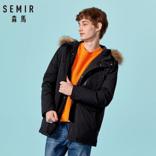 semir men down coat with open pocket padded down filling coat parka with detachable faux-fur-trim at drawstring hood ribbed cuff, Black
semir men down coat with open pocket padded down filling coat parka with detachable faux-fur-trim at drawstring hood ribbed cuff, Black