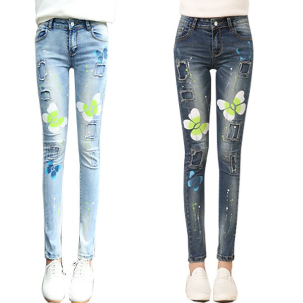 2020 printing butter ripped jeans for women mid waist denim pants skinny pencil vintage blue slim zipper ladies high quality
2020 printing butter ripped jeans for women mid waist denim pants skinny pencil vintage blue slim zipper ladies high quality
