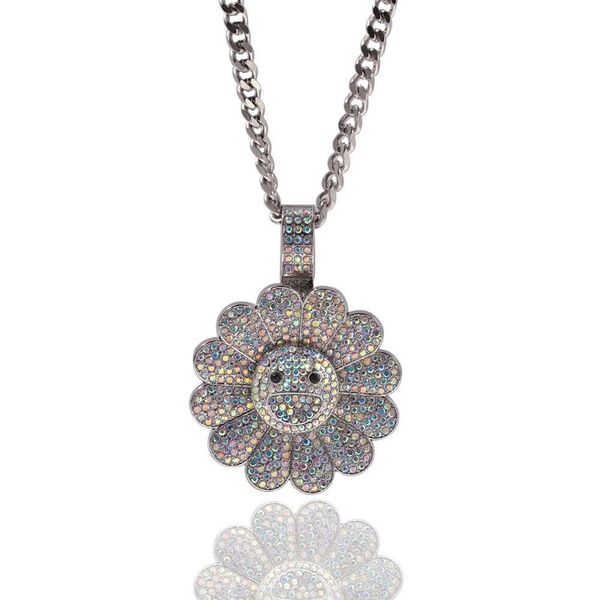 fashion- sunflower pendant necklaces for men luxury designer mens colorful bling diamond flower pendants cuban link chain necklace jewelry, Silver
fashion- sunflower pendant necklaces for men luxury designer mens colorful bling diamond flower pendants cuban link chain necklace jewelry, Silver