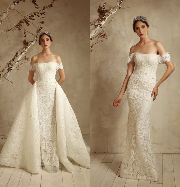 tony ward mermaid wedding dresses with detachable skirt lace appliqued sweep train off shoulder country wedding dress plus size bridal gowns, White
tony ward mermaid wedding dresses with detachable skirt lace appliqued sweep train off shoulder country wedding dress plus size bridal gowns, White